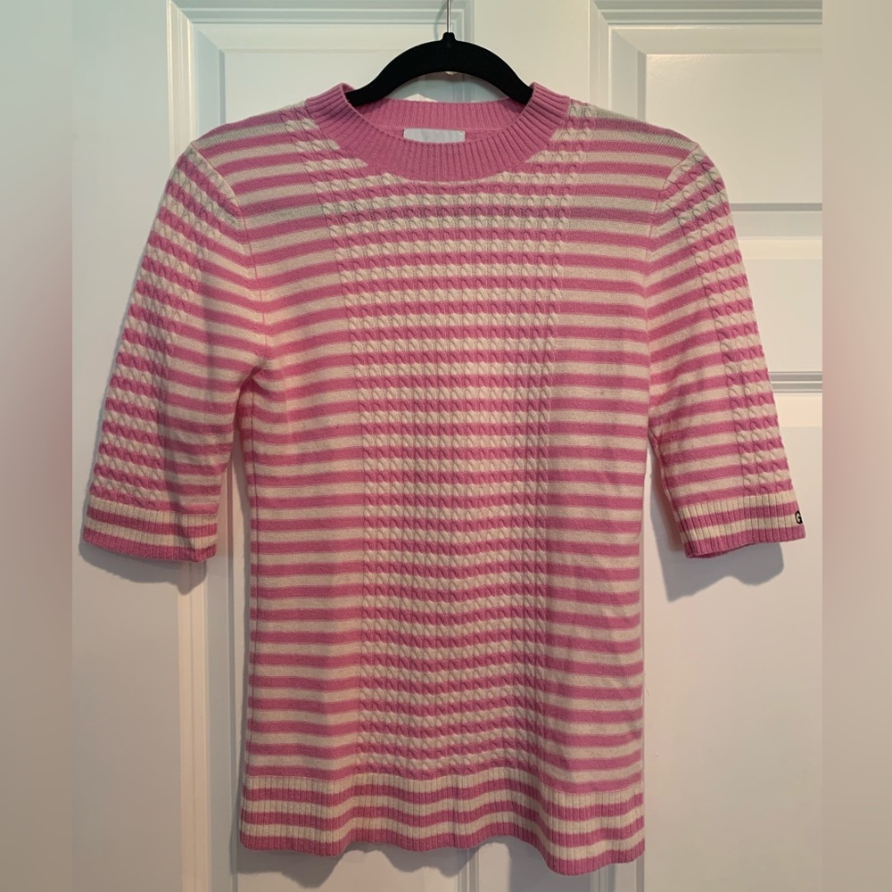 Ganni striped short sleeve sweater
